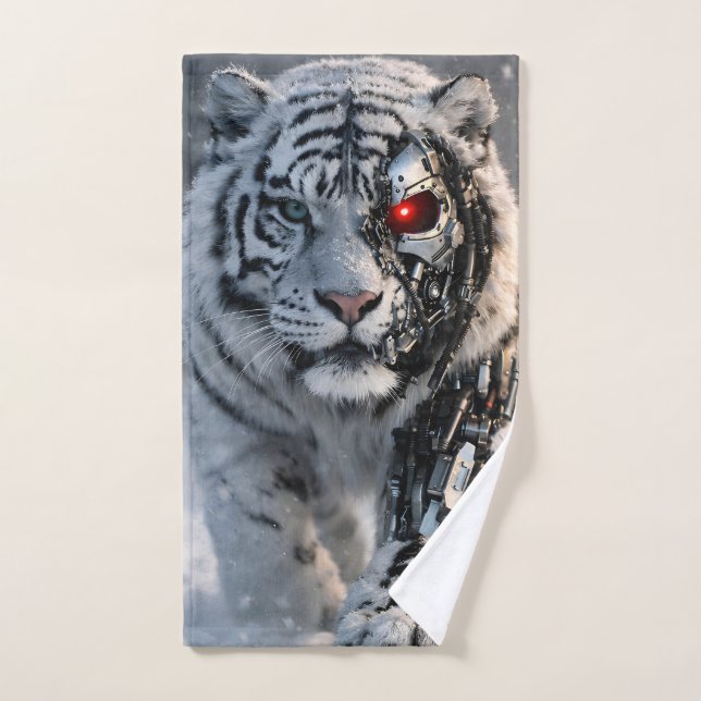Tiger cybernetic wildlife sci-fi art (Serviette à main)