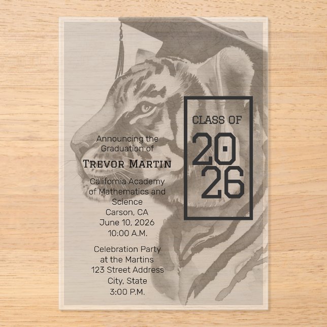 Tiger Design | Cartes d'invitation de remise de di (Recto)
