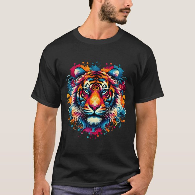 Tiger Face Homme Bella+Canvas T-shirt noir (Devant)