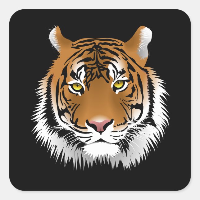Tiger Face Square Sticker  (Devant)