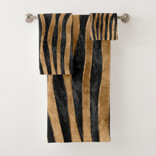 Tiger Faux Fur Texture ormeau noir et or