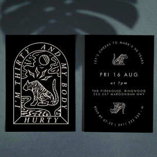 Tiger Funny Body Hurty 30th Birthday Invitation