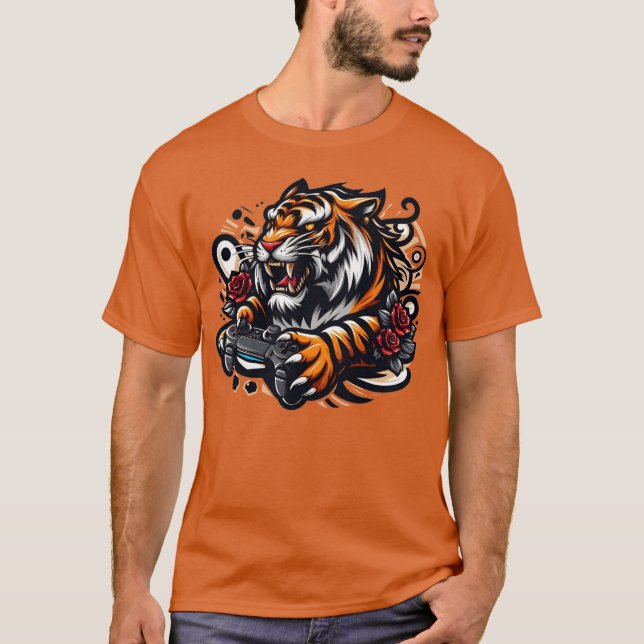 Tiger Gamer Orange T-Shirt for Men (Devant)