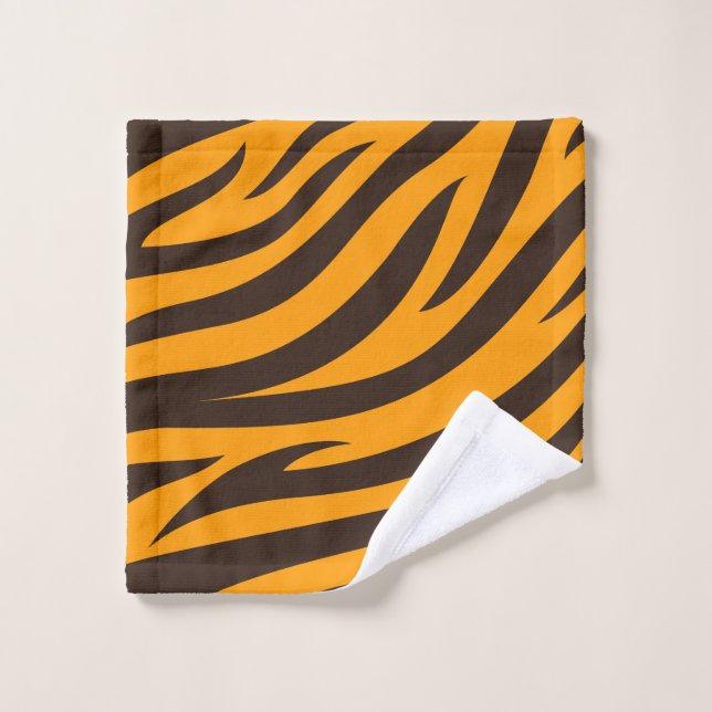 Tiger Gravure noire Orange motif en peau d'animal  (Gant de toilette)