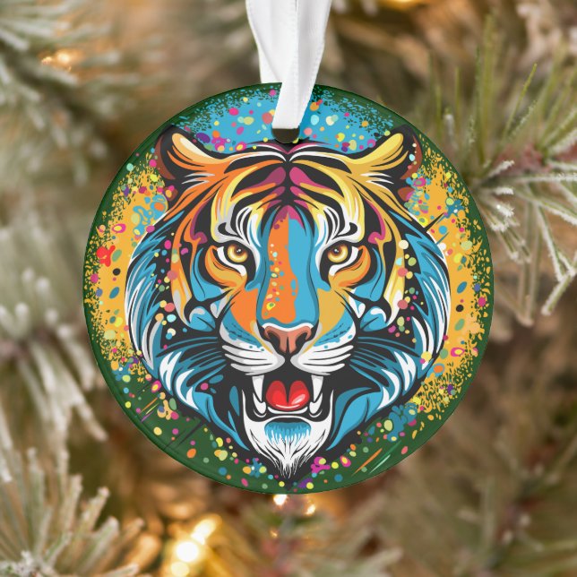 Tiger Head Rainbow colors paint stains (Arbre)