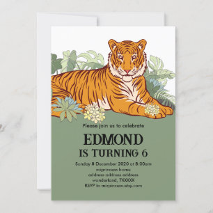 Tiger invitation garçon fête anniversaire animal j