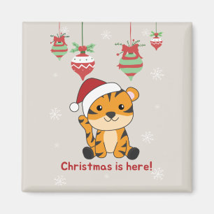 Tiger Noël Neige hiver Animaux Tiger Aimant