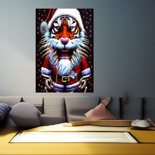 Tiger Père Noël AI Art Poster