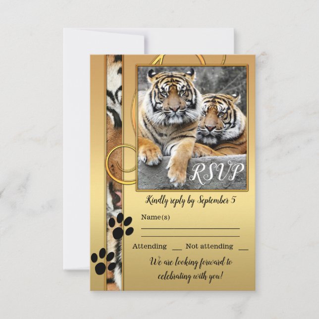 Tiger Safari Zoo Mariage RSVP Carte (Devant)