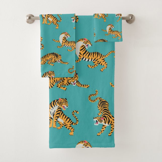 Tiger sur Motif Turquoise (En situation)