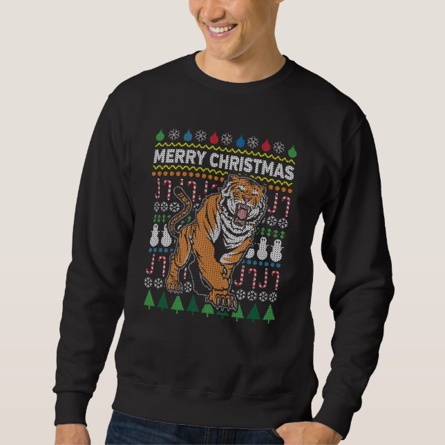 Tiger Vilain Sweat de Noël Série de la faune (Devant)