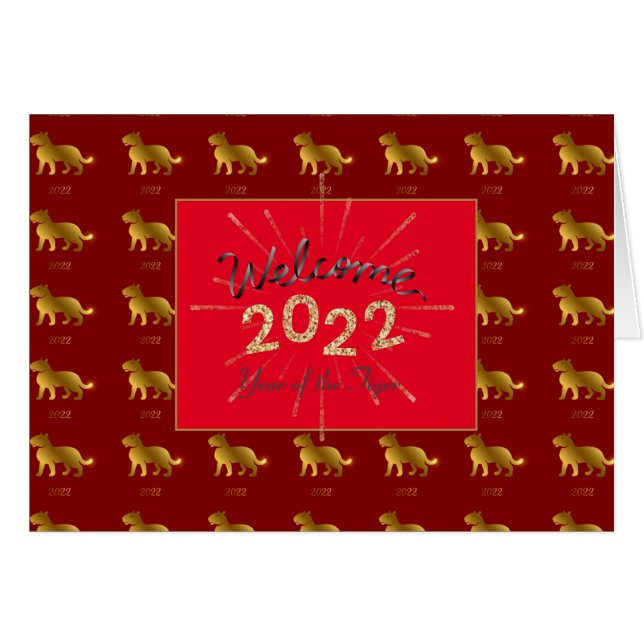 Tiger Zodiac Welcome 2022 Parties scintillant Gold (Devant horizontal)