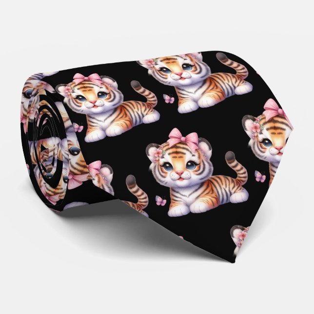 Tigers adorables Kawaii Cravate mignon (Roulé)