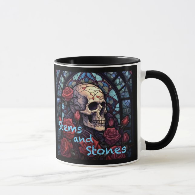Tiges et pierres Crâne et Rose café Mug (Droite)