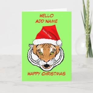 Tigre à Santa Hat personnaliser Carte de Noël