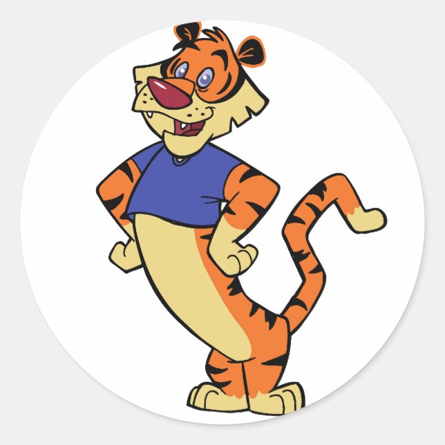 Tigre - autocollants bleus de mascotte (Devant)