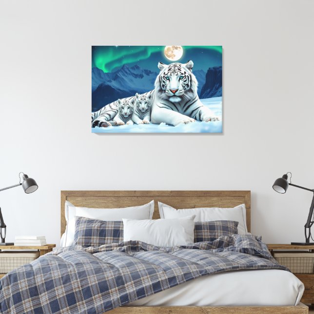 Tigre Blanc Avec Cute Cubs Étitré En Toile Impress (Insitu(Chambre))