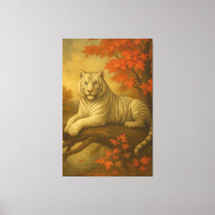Tigre Blanc d'Automne – Toile d'Art Fin