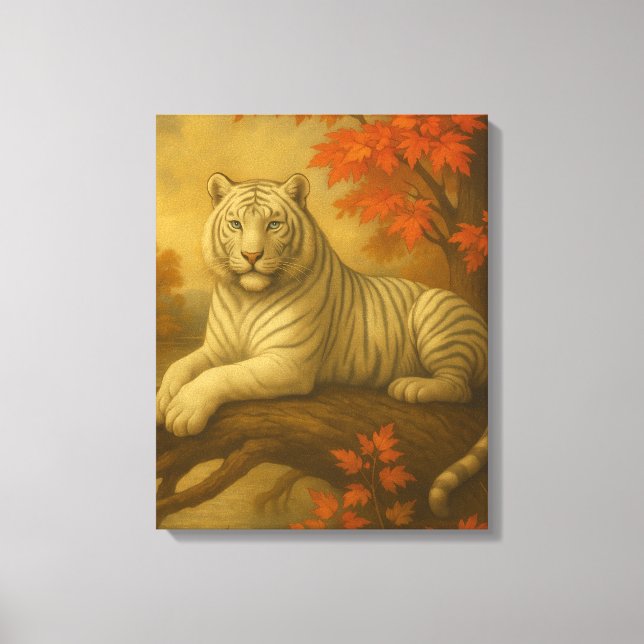 Tigre Blanc d'Automne – Toile d'Art Fin (Recto)