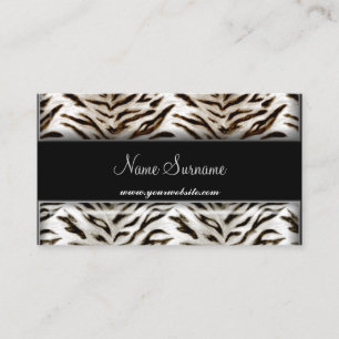 Tigre blanc et carte de visite noire