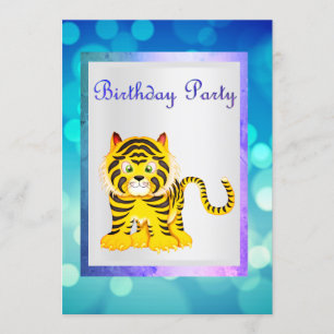 Tigre Bleu ANNIVERSAIRE INVITATION