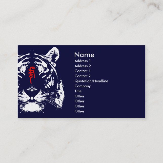 Tigre chinois de zodiaque dans le carte de visite (Devant)