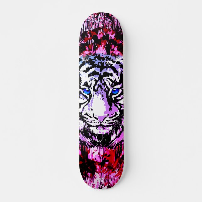 Tigre coloré - Retro Tiger Skateboard (Devant)