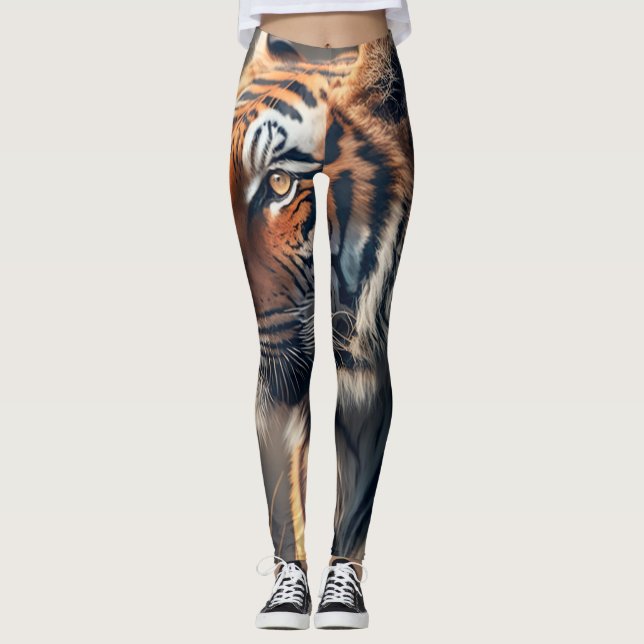 Tigre Dans La Nature Tout-Sur-Imprimé Leggings (Devant)