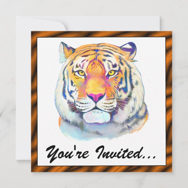 Tigre dans les couleurs Invitation d'anniversaire (Devant)