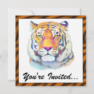 Tigre dans les couleurs Invitation d'anniversaire