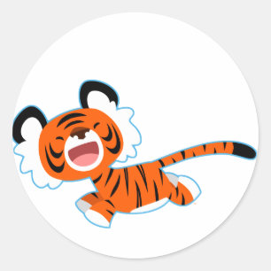 Tigre De Cartoon Mignonne Sur Le Sticker De Course