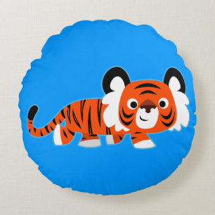 Tigre de dessin mignon sur le Coussin rond du rago