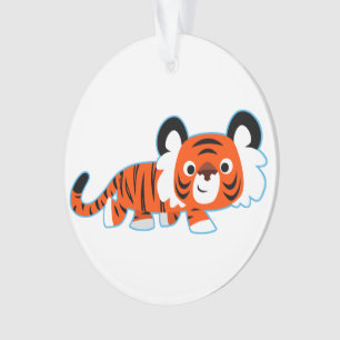 Tigre de dessin mignon sur l'ornement acrylique du