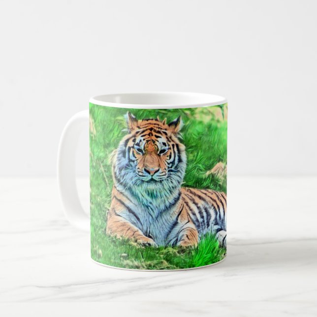 Tigre de l'Amour sur Mug Vert (Devant gauche)