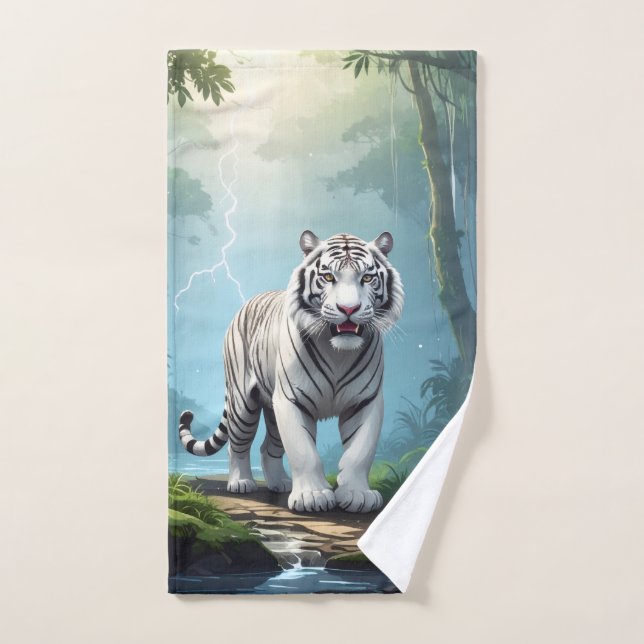 Tigre de l'orage blanc – Souris fantaisie éclair d (Serviette à main)