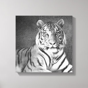 Tigre de Sibérie en noir et blanc - Toile