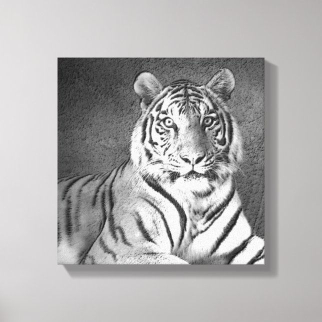 Tigre de Sibérie en noir et blanc - Toile (Recto)
