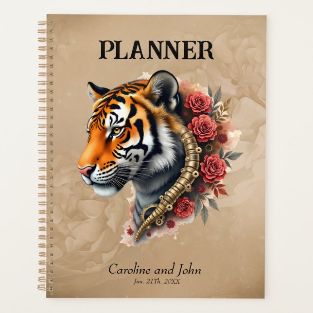 Tigre de Steampunk avec illustration Rose. (Devant)