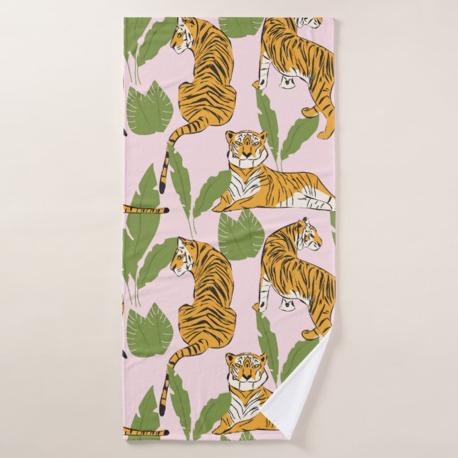 Tigre dessiné à la main sans couture motif, gros c (Serviette de bain)