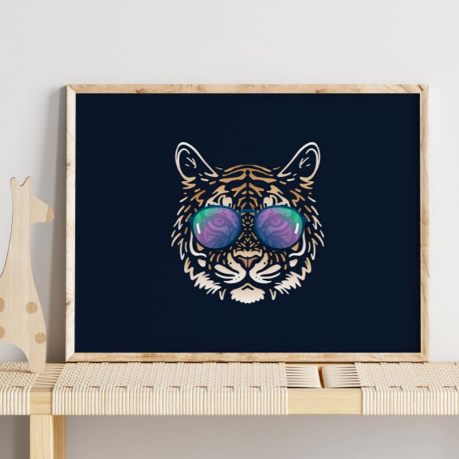 Tigre drôle | Avec Impression murale de lunettes d (Créateur téléchargé)