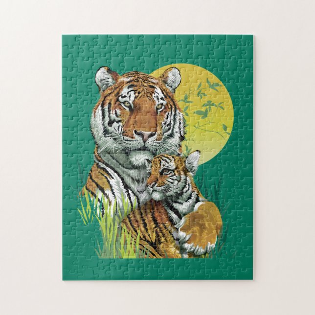 Tigre du Bengale avec bébé puzzle (Vertical)