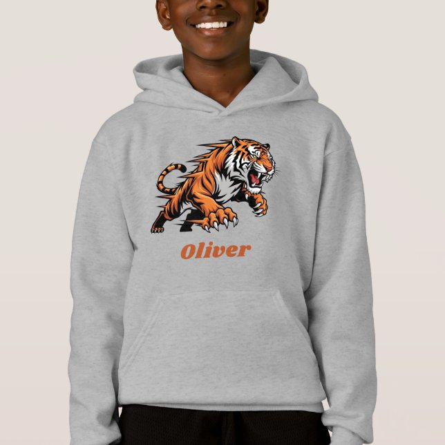 Tigre dynamique mascotte sautant  (Devant)