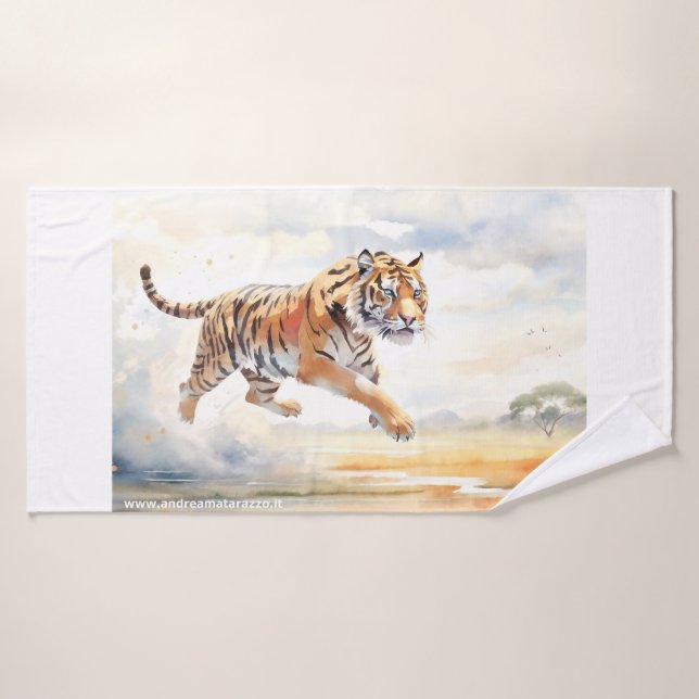 Tigre en action (Serviette de bain)