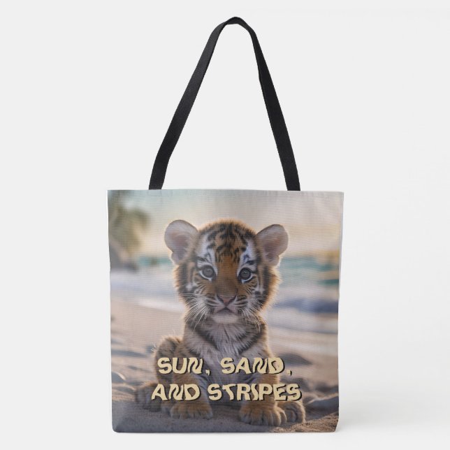 Tigre en herbe "SOLEIL, SABLE ET RAYURES" Sac de p (Devant)