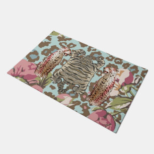 Tigre léopard rose Chinoiserie Tapis de mat
