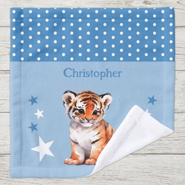 Tigre mignon ajouter nom pois étoiles bleu (Créateur téléchargé)