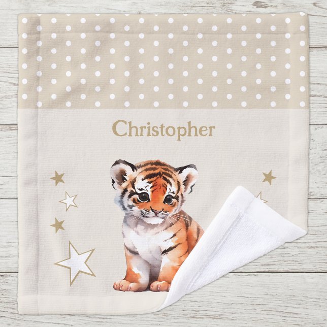Tigre mignon ajouter nom pois étoiles marron (Créateur téléchargé)