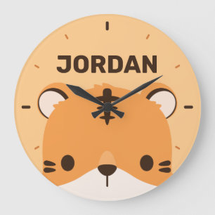 Tigre mignon avec nom personnalisé Grande horloge