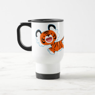 Tigre mignon de bande dessinée sur la tasse de