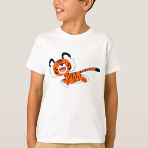 Tigre mignon de bande dessinée sur le T-shirt de